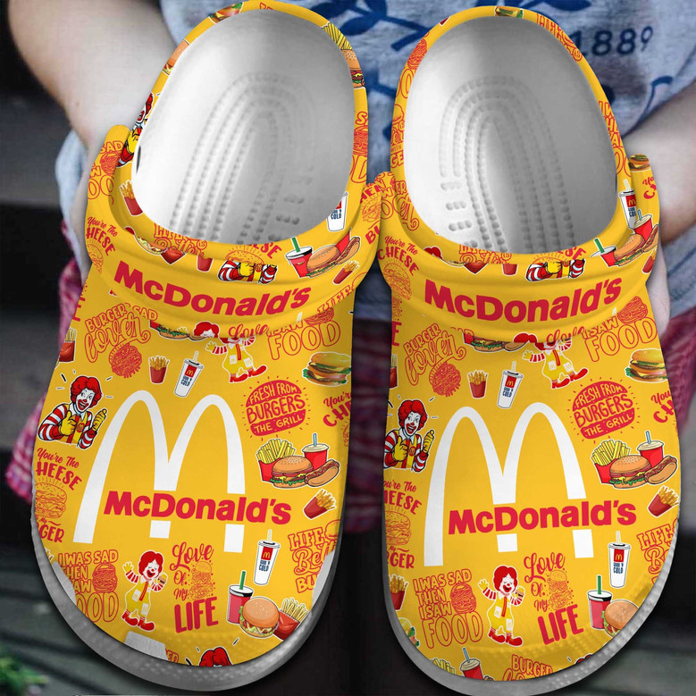 Yummy Yellow Slippers McDonald Food Crocs Clogs For Men Women and Kids