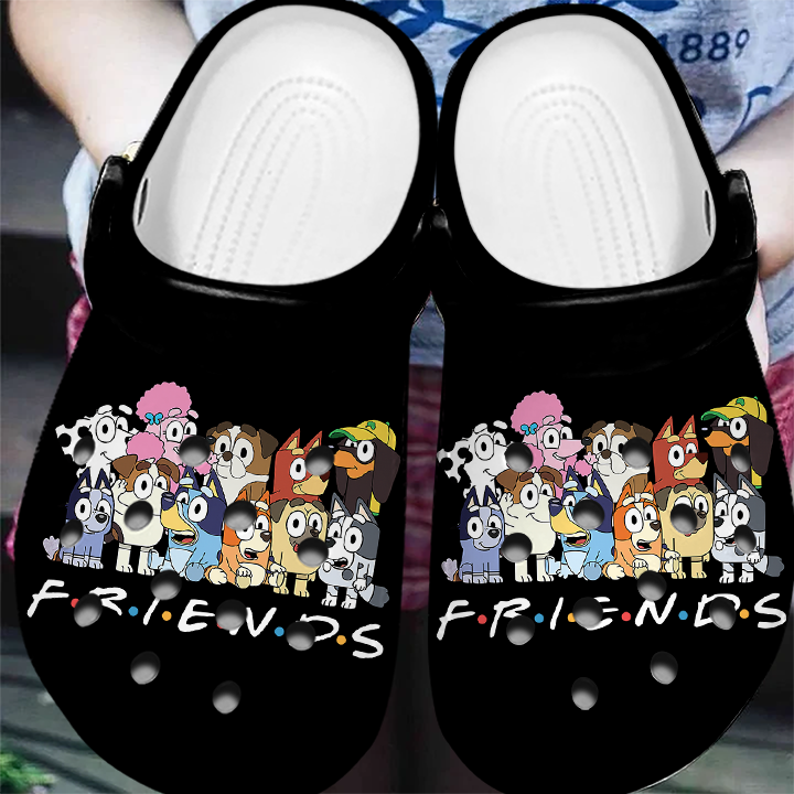 Water-proof Bluey And All Friends Black Crocs Clogs For Men Women and Kids