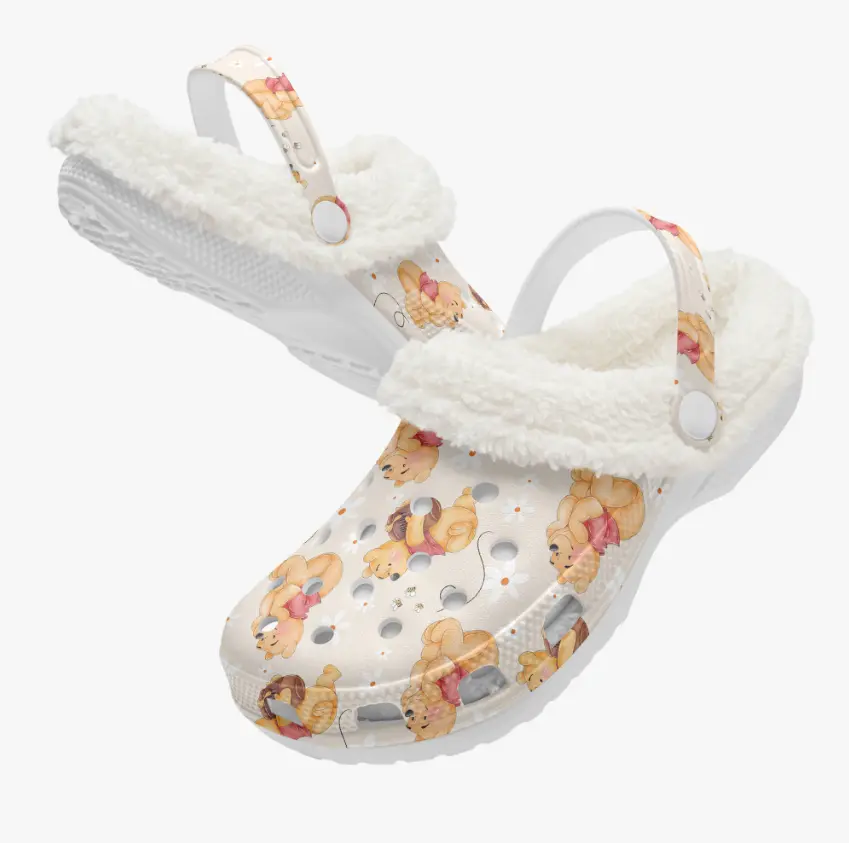 Warm Winter Winne The Pooh Fleece Lined For Fuzzy Winter Crocs Clogs For Men Women and Kids