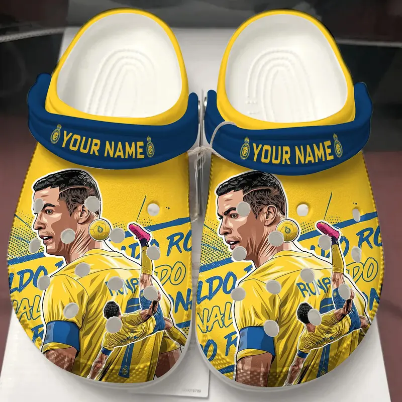 Personalized Cristiano Ronaldo CR7 Slippers Sandals Crocs Clogs For Men Women and Kids