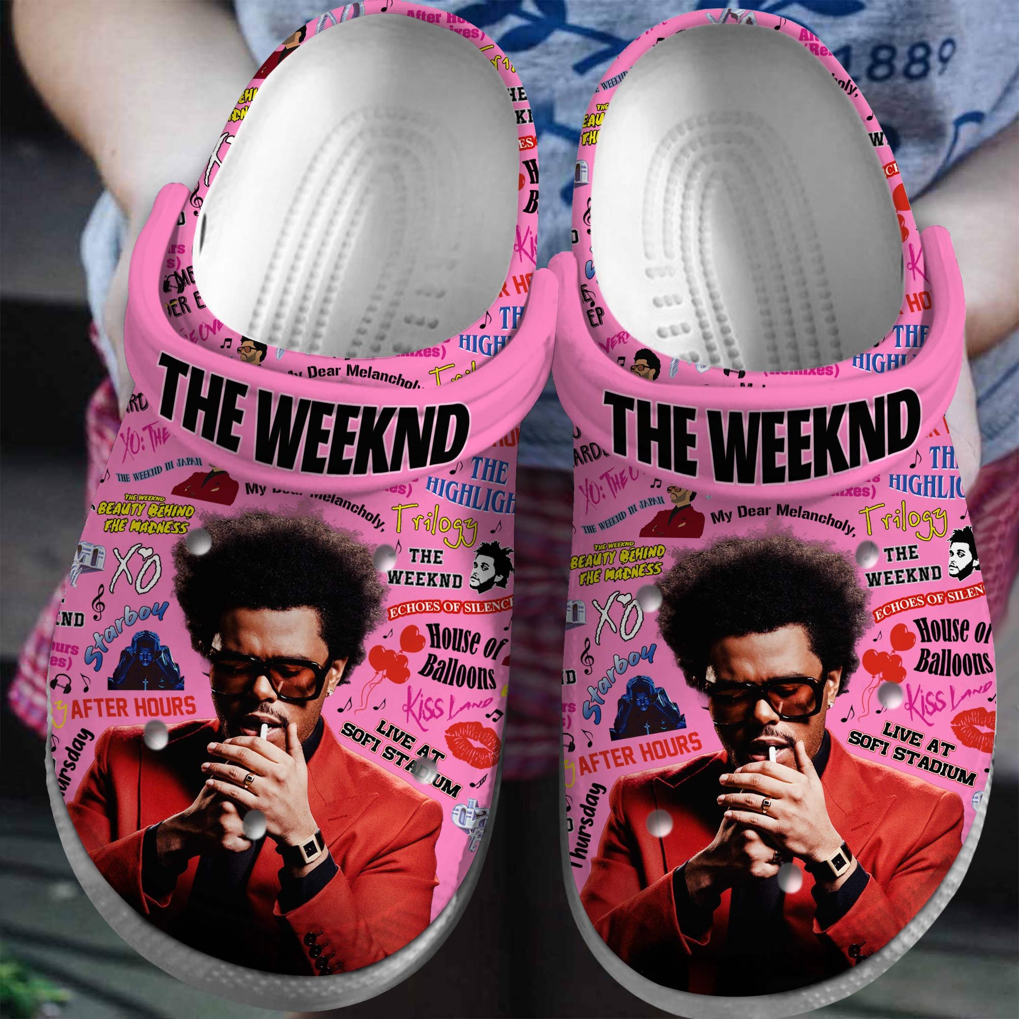 Viral Pink Slippers The Weeknd Music Crocs Clogs For Men Women and Kids
