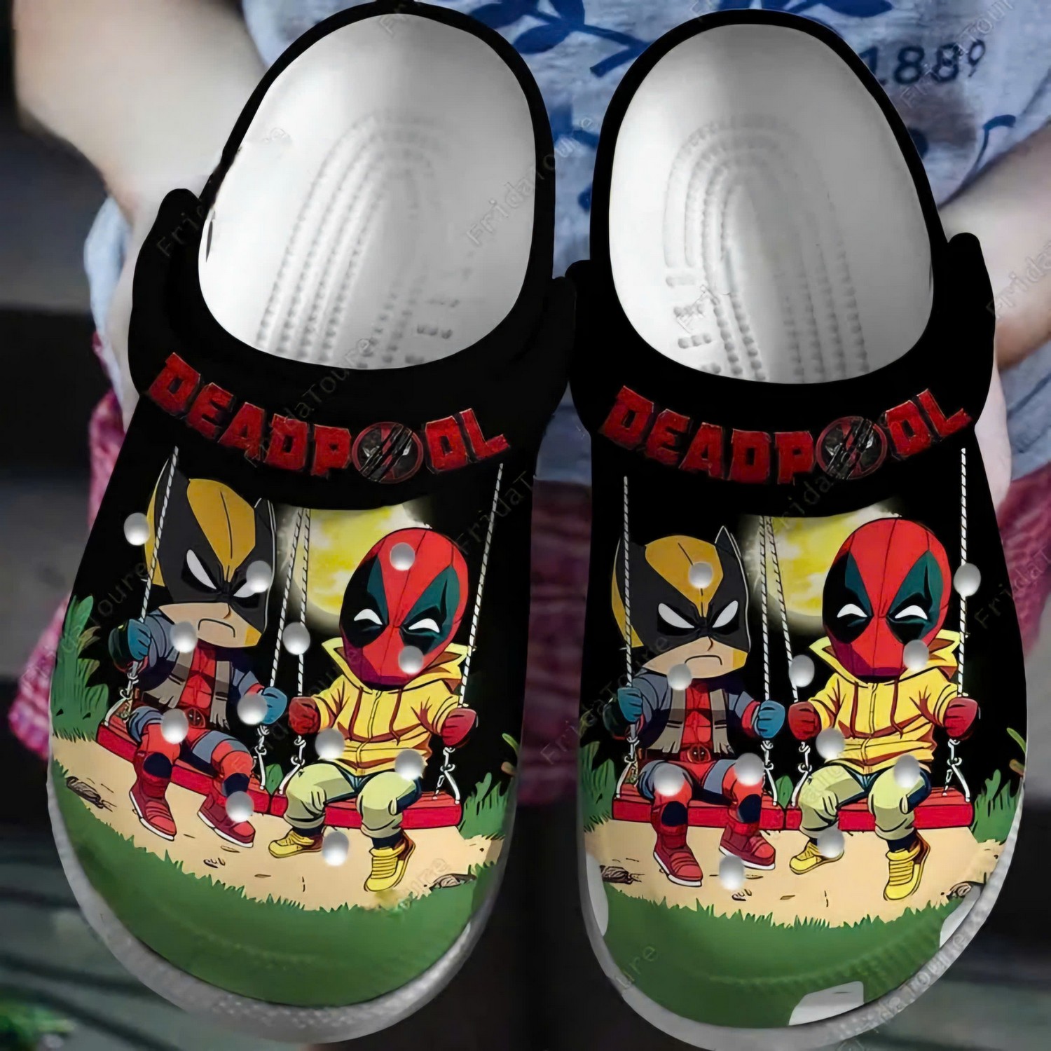 Unisex Black Slippers Deadpool And Wolverine Chibi Cute s Crocs Clogs For Men Women and Kids
