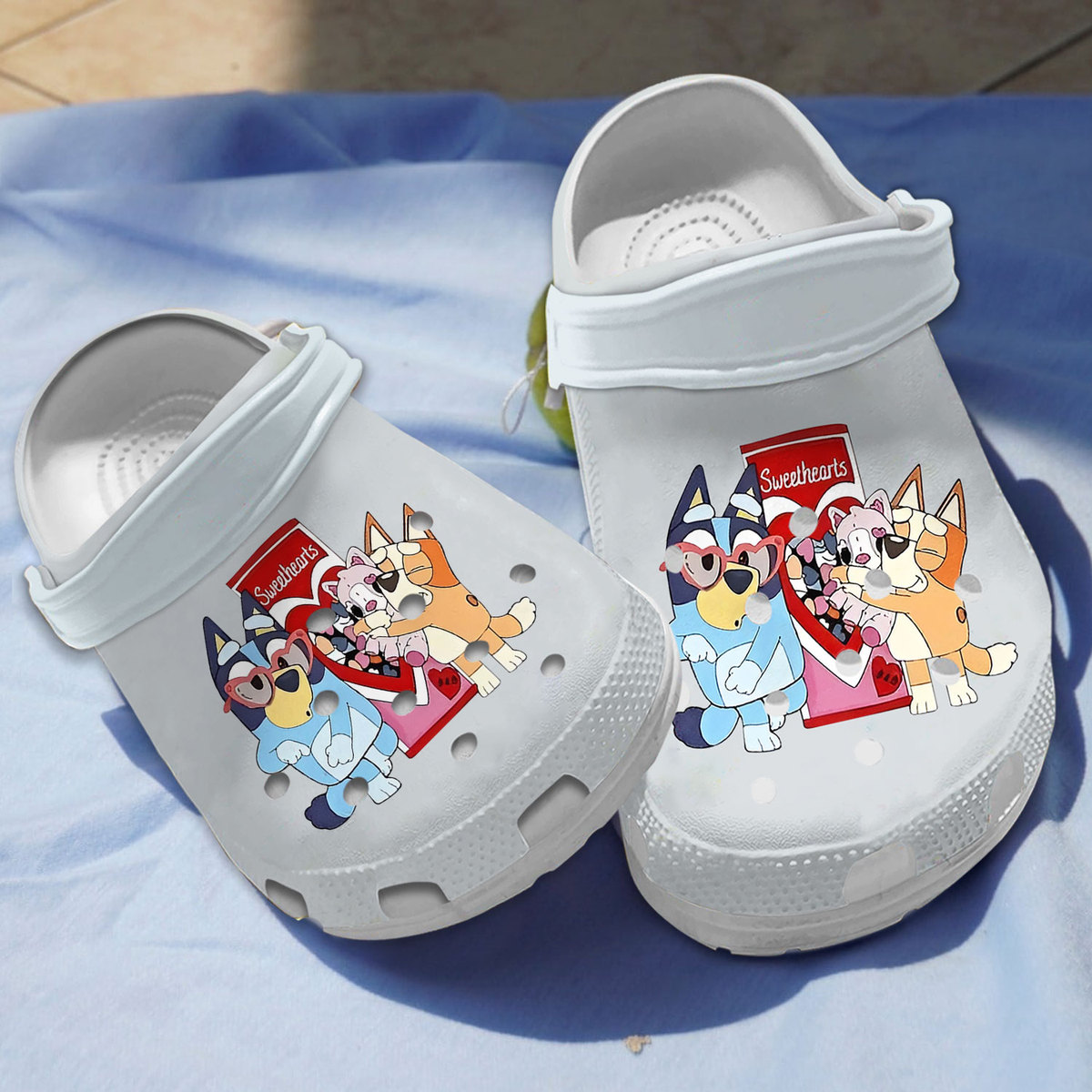 Breathable Bluey Sweethearts Valentine, Breathable Bluey Sweethearts Crocs Clogs For Men Women and Kids