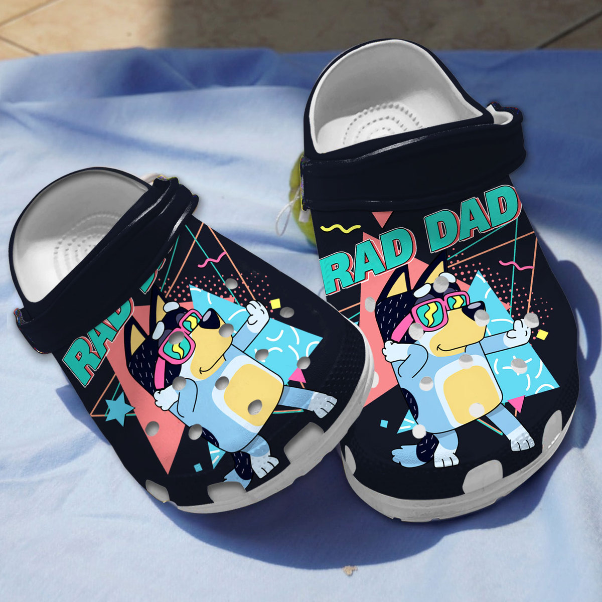 Fluffy Rad Dad Bluey, Fluffy Rad Dad Crocs Clogs For Men Women and Kids