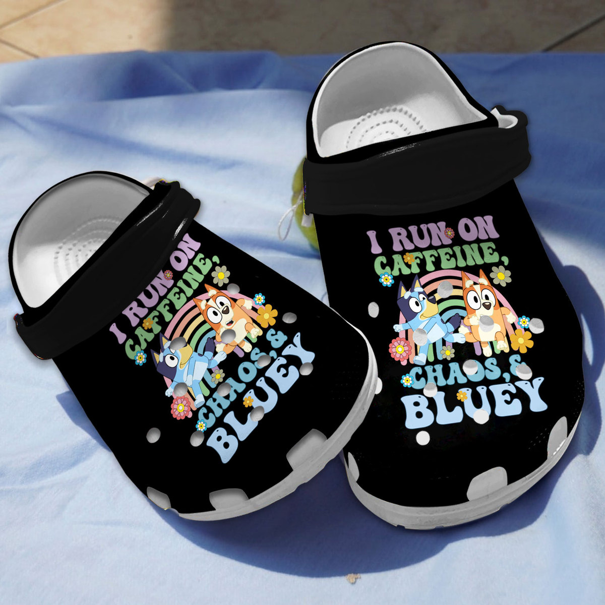 New I Run On Caffeine Chaos Bluey, New I Run Crocs Clogs For Men Women and Kids
