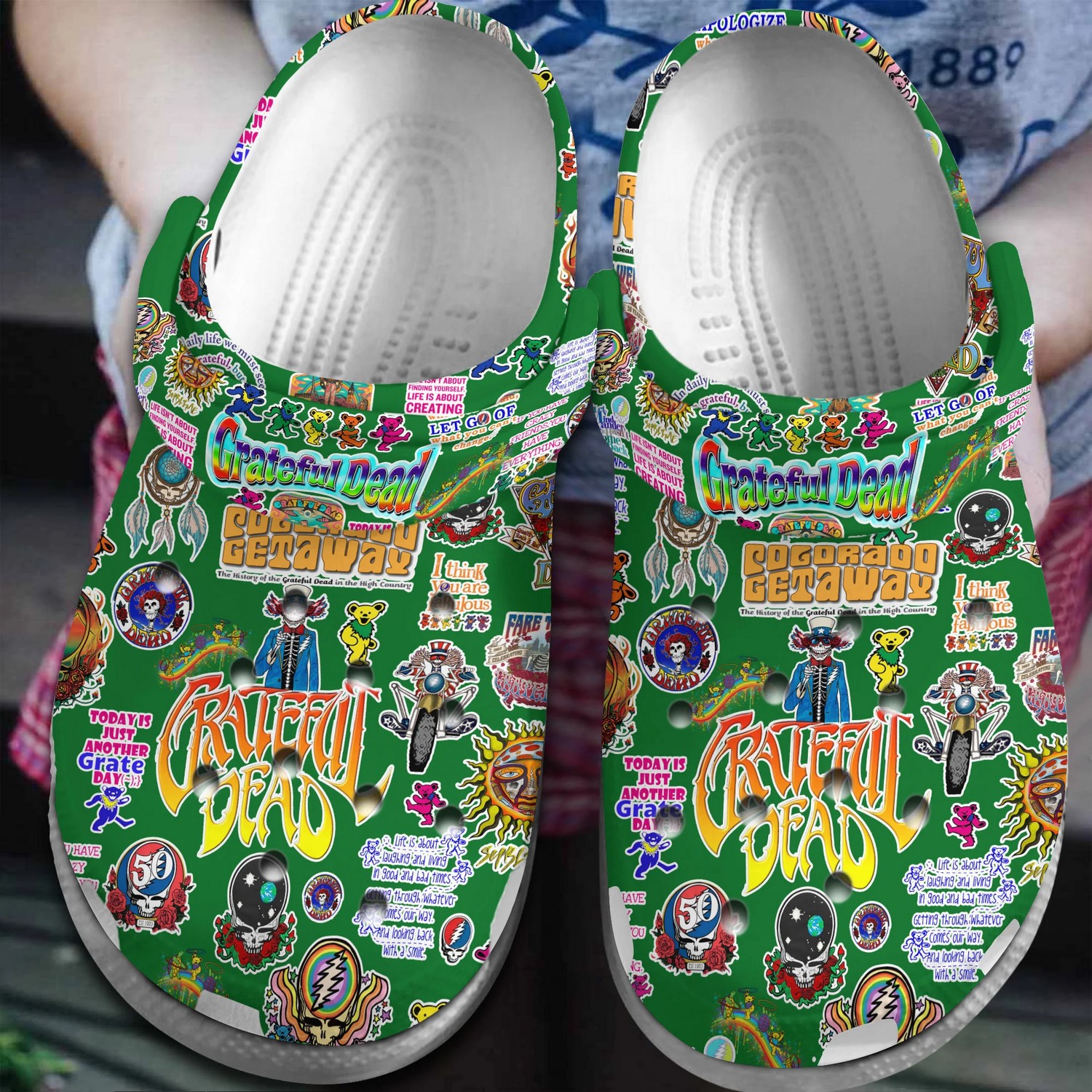 Peanut Graceful Dead Snoopy Cartoon Halloween Green Crocs Clogs For Men Women and Kids