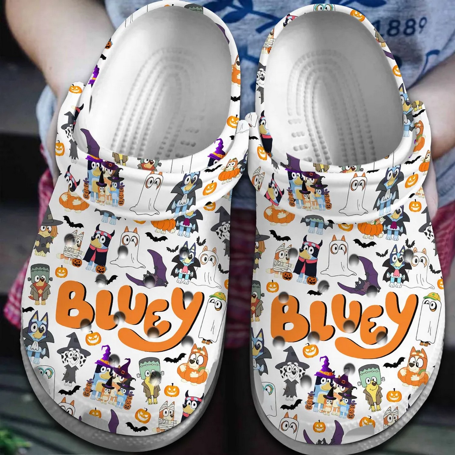 Bluey Happy Halloween White, Bluey Happy Halloween Crocs Clogs For Men Women and Kids