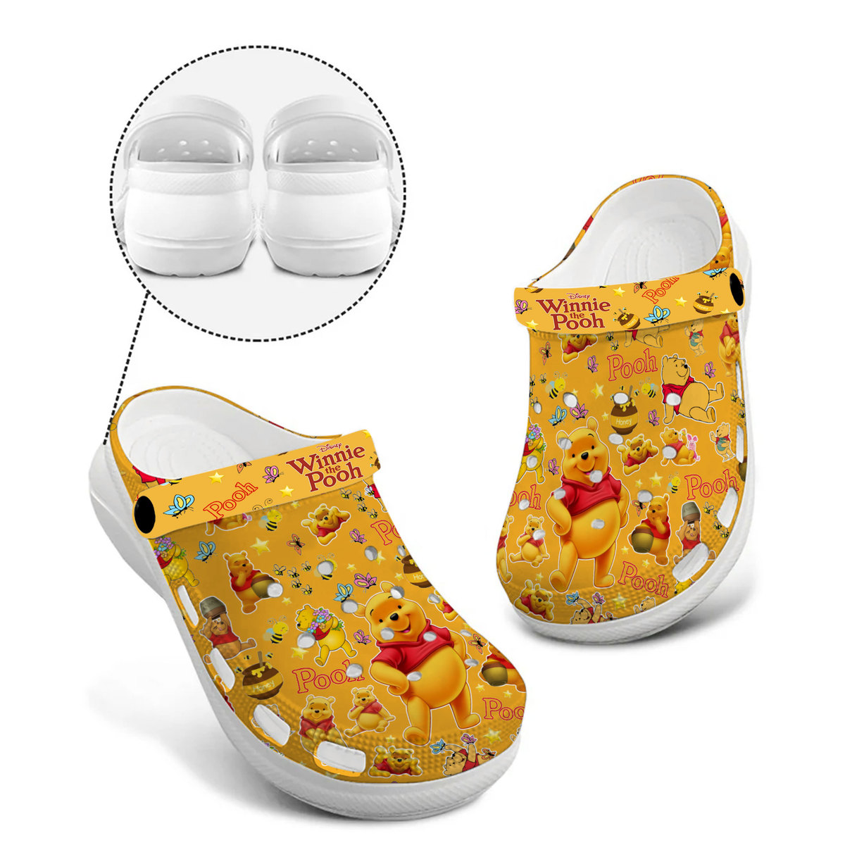 Adorable Winnie The Pooh Cartoon, Adorable Winnie The Crocs Clogs For Men Women and Kids