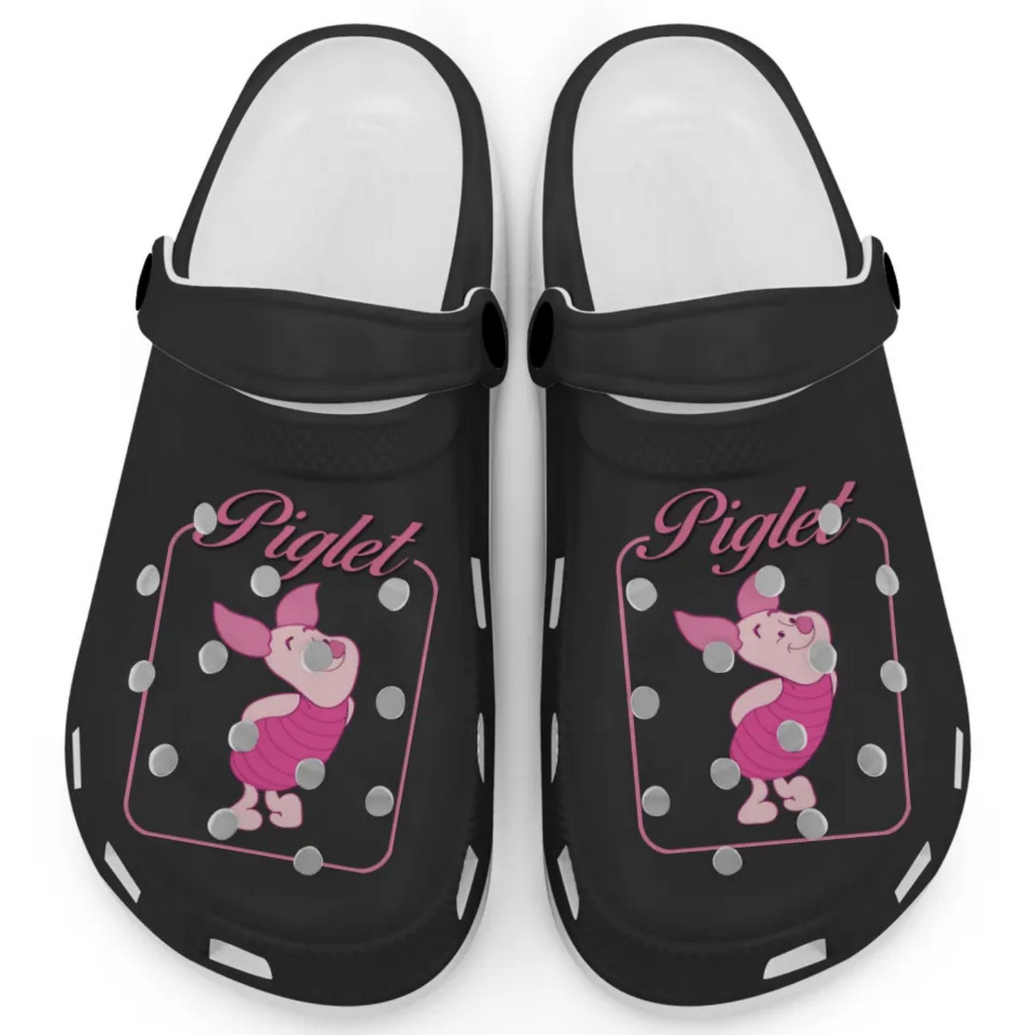 Graceful Piglet Winnie The Pooh Black Crocs Clogs For Men Women and Kids
