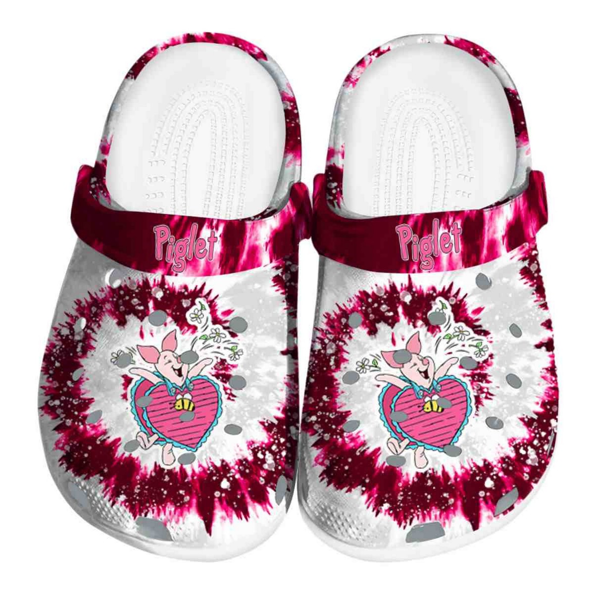 Custom Name Winnie The Pooh Piglet Radiant Burst Effect Crocs Clogs For Men Women and Kids