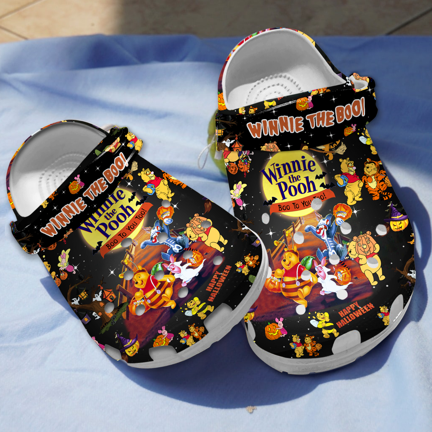 Winnie The Pooh And Friends Happy Halloween Big Moon, Winnie The Pooh Crocs Clogs For Men Women and Kids