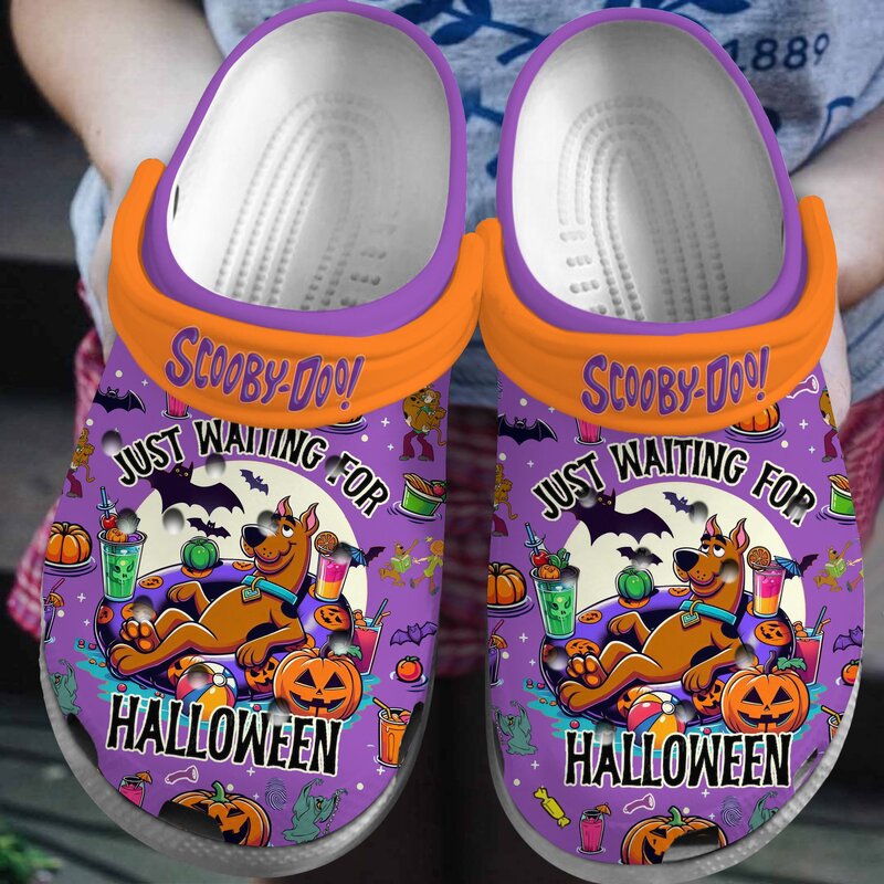 Just Waiting For Halloween Purple Scooby Doo s Crocs Clogs For Men Women and Kids