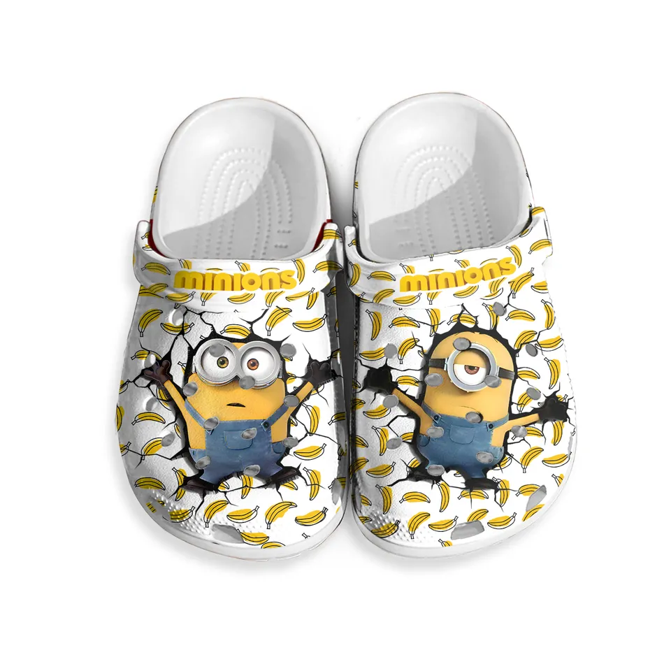 Water-resistant Minion And Banana Pattern Unisex Crocs Clogs For Men Women and Kids