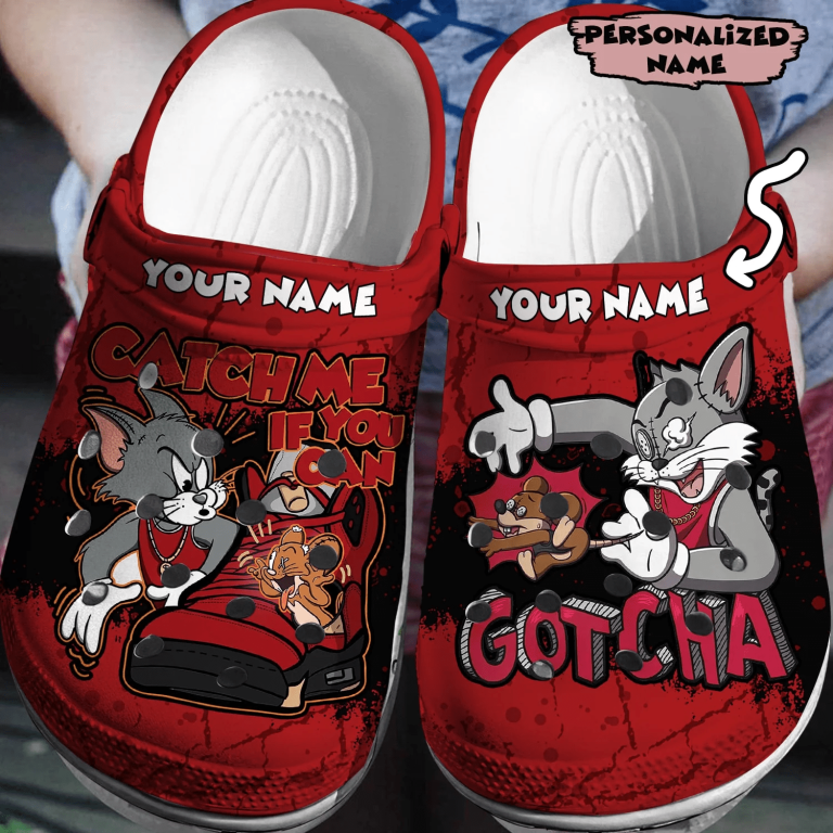 Catch Me If You Can Tom And Jerry Red, Catch Me If Crocs Clogs For Men Women and Kids