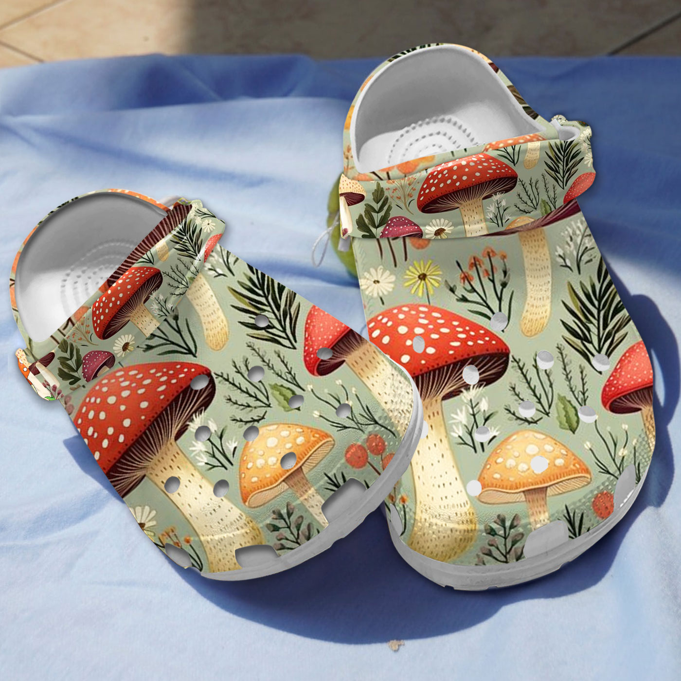 Fuzzy And Soft Mushroom Slippers Green For Friends Crocs Clogs For Men Women and Kids