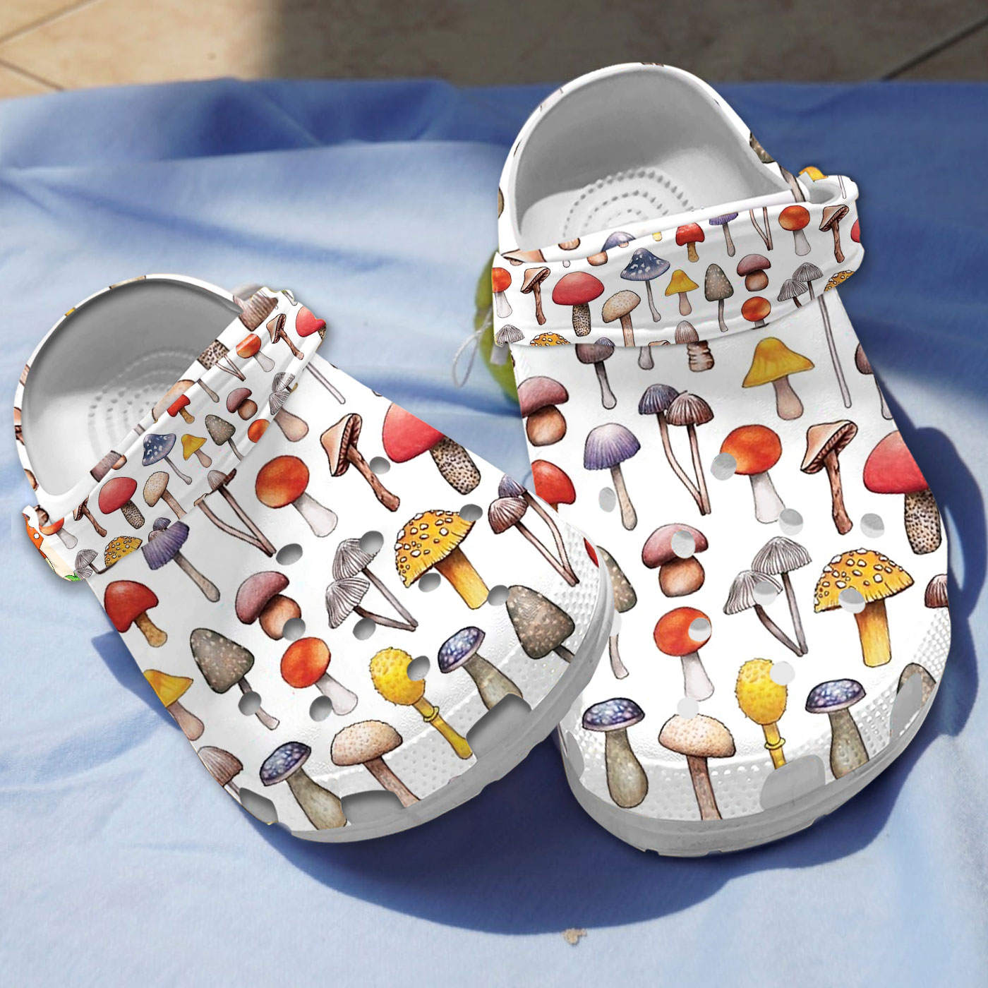 3d Printed Mushroom Slippers White, 3d Printed Mushroom Crocs Clogs For Men Women and Kids