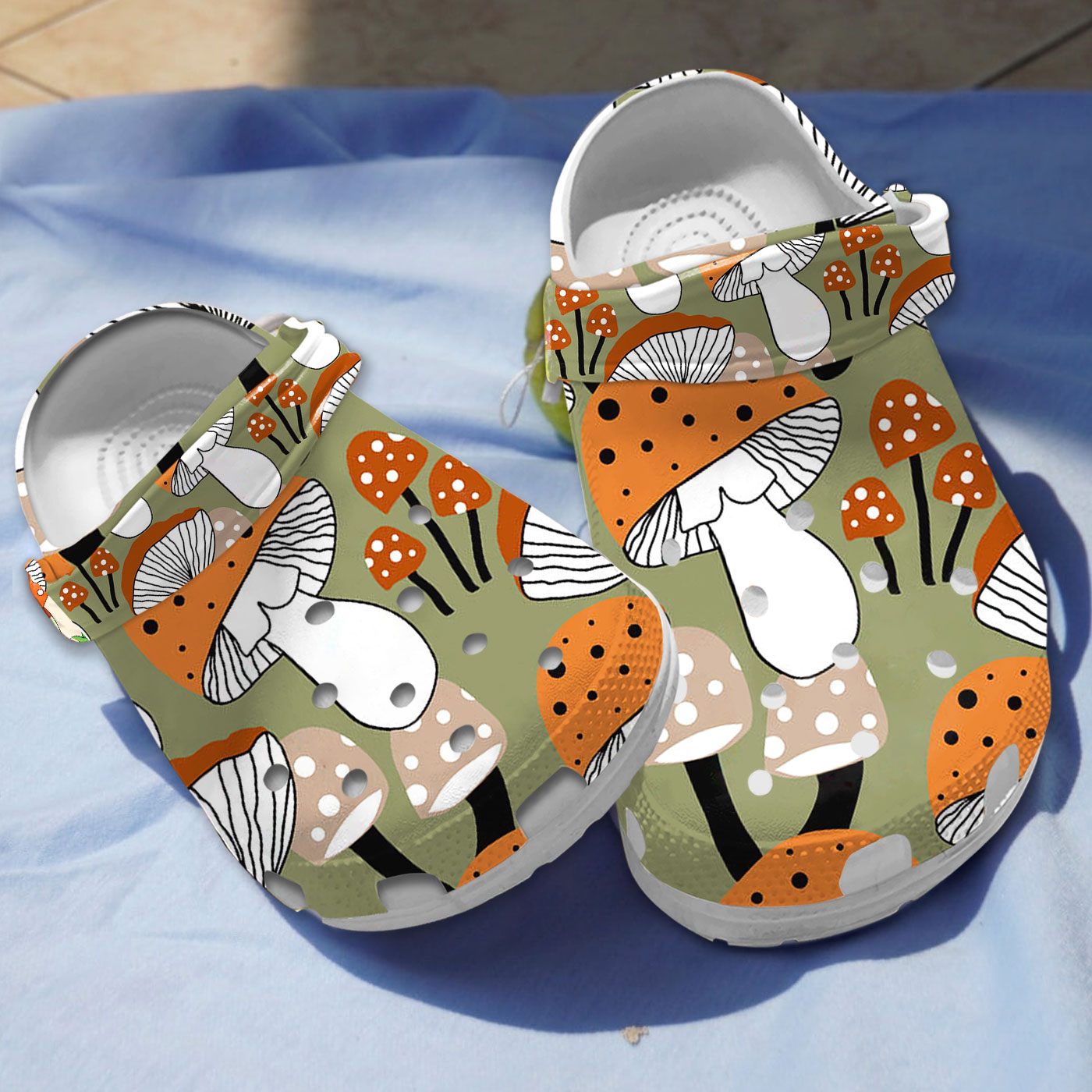 3d Printed Mushroom Slippers Green, 3d Printed Mushroom Crocs Clogs For Men Women and Kids