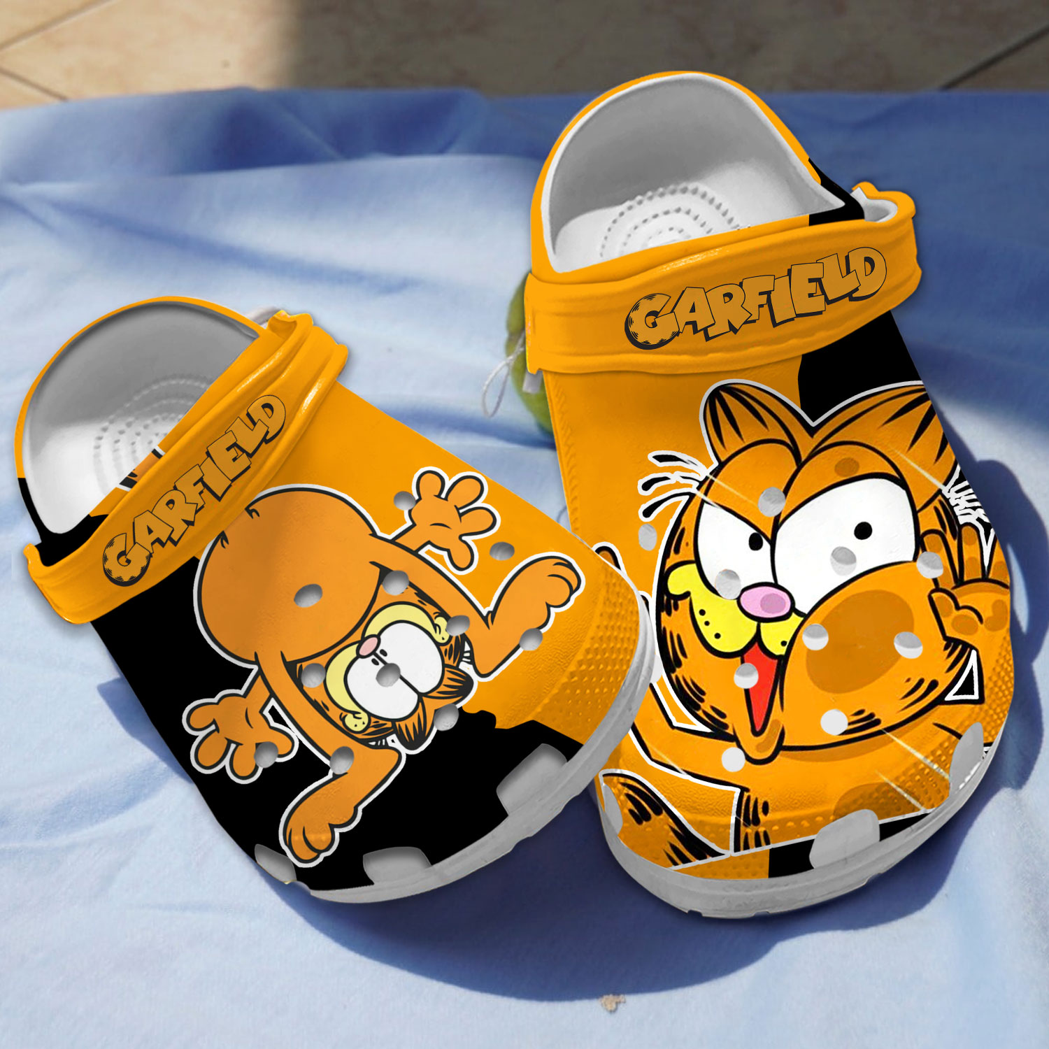 Water-proof And Water-Resistant Garfield Orange Crocs Clogs For Men Women and Kids