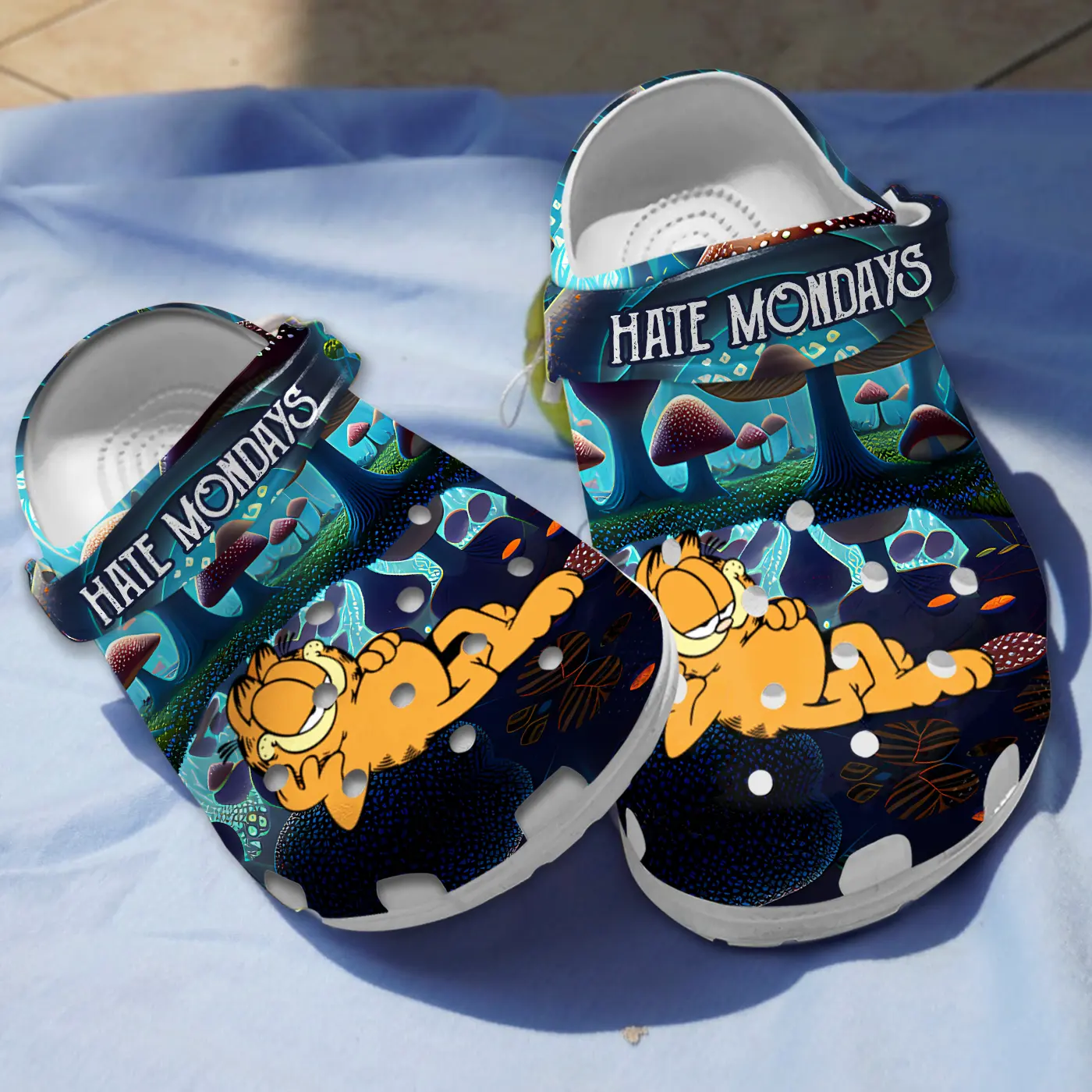 Comfortable Garfield Navy Blue Crocs Clogs For Men Women and Kids