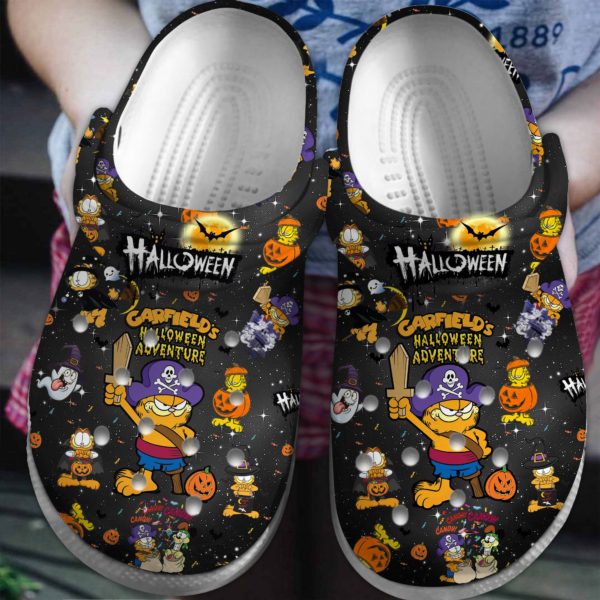 Water-Resistant Garfield Black Crocs Clogs For Men Women and Kids