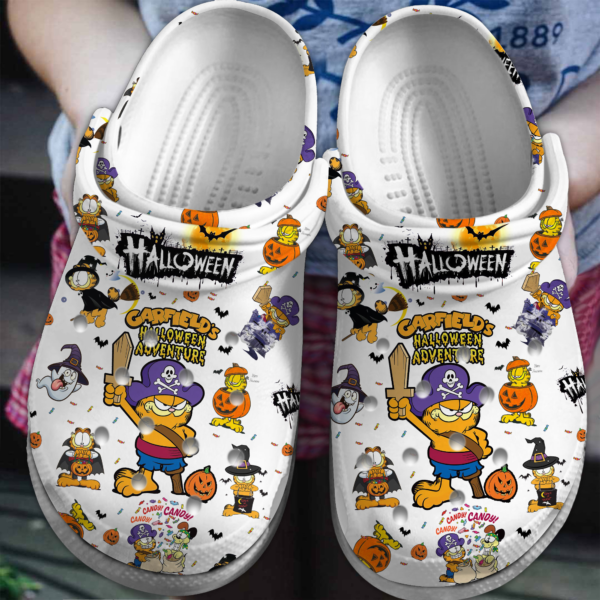 Breathable Garfield White, Breathable Garfield White Crocs Clogs For Men Women and Kids
