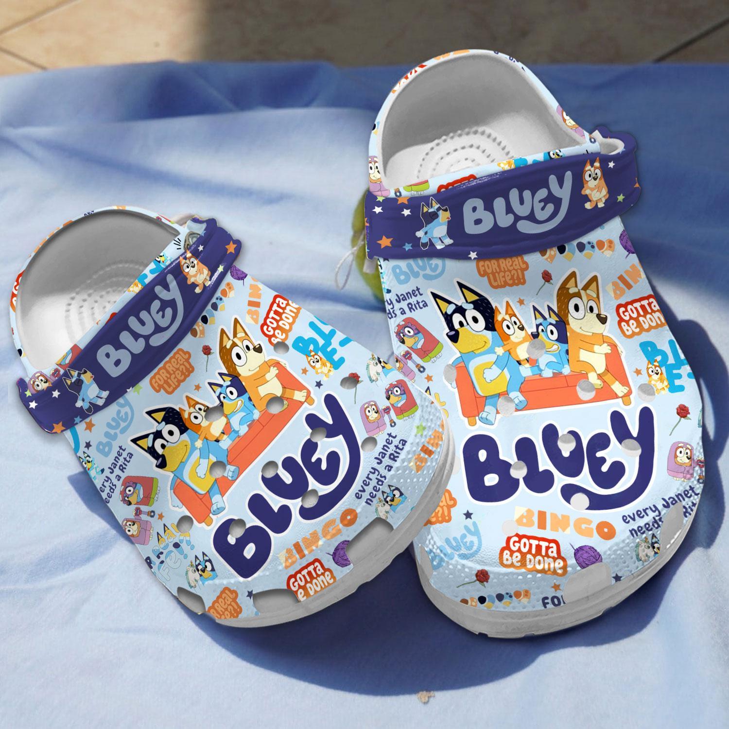 Bluey And Bingo Cartoon, Bluey And Bingo Crocs Clogs For Men Women and Kids