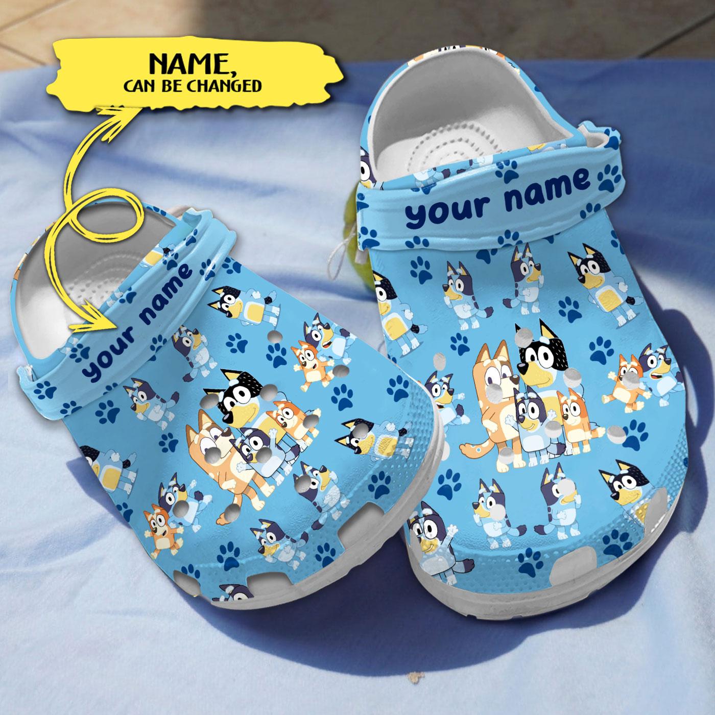 Bluey And Bingo Blue For Family, Customized Bluey Crocs Clogs For Men Women and Kids