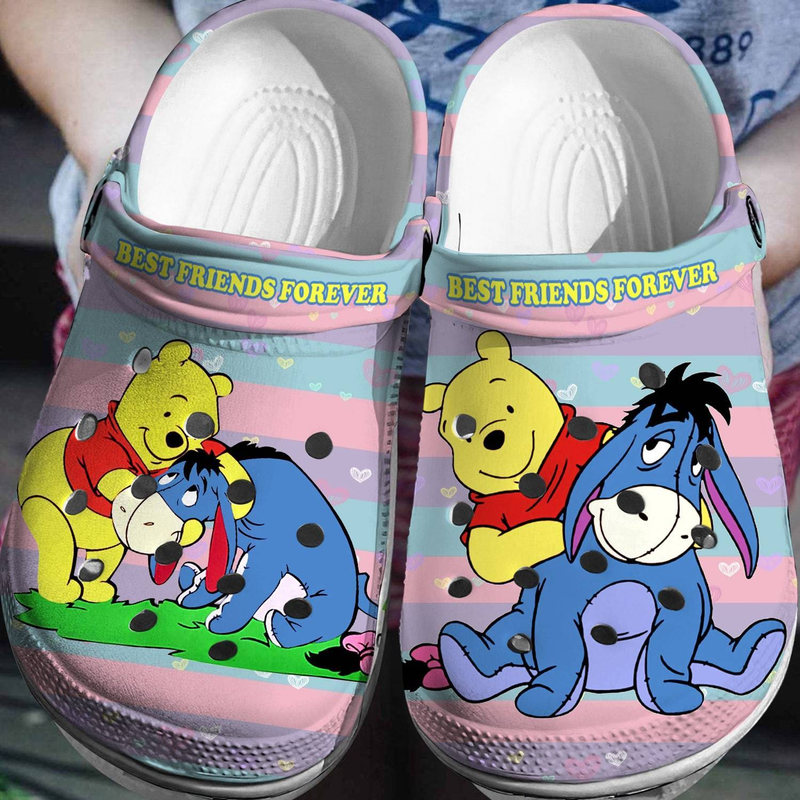 Best Friends Forever Pooh Bear And Eeyore Donkey Cartoon s Crocs Clogs For Men Women and Kids