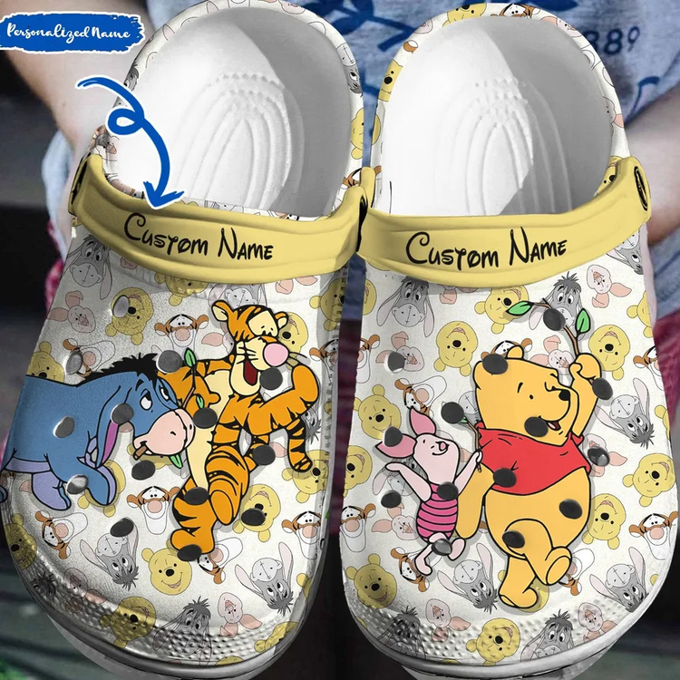 Personalized Winnie The Pooh And Eeyore, Winnie The Crocs Clogs For Men Women and Kids