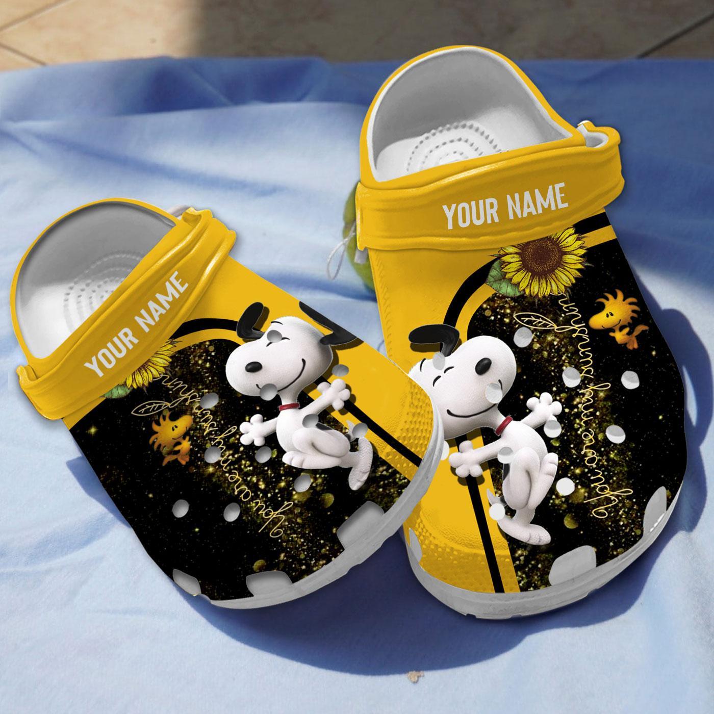 You Are My Sunshine Snoopy Black s, You Are My Crocs Clogs For Men Women and Kids