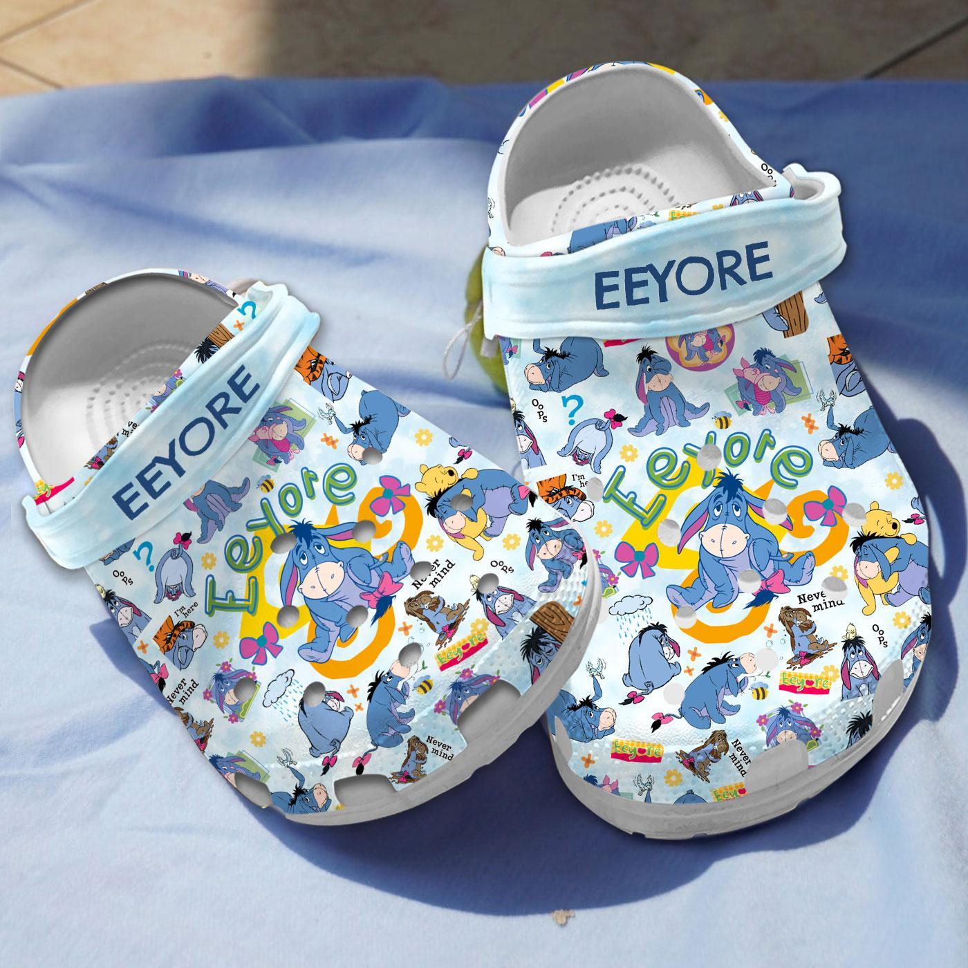 Adorable EEYORE Winnie The Pooh Cartoon Crocs Clogs For Men Women and Kids
