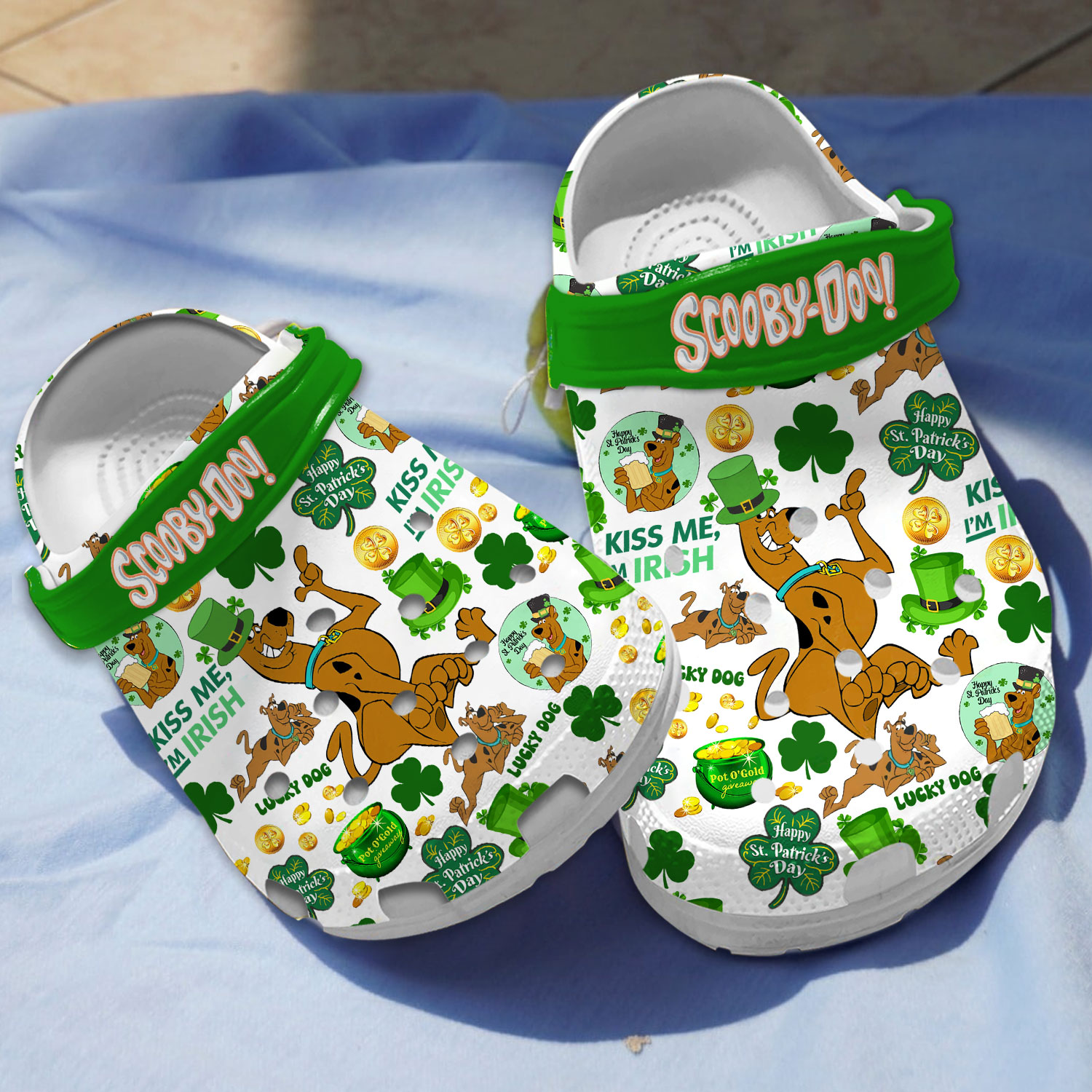 Cute Scooby Doo And Lucky Shamrocks Patrick Crocs Clogs For Men Women and Kids