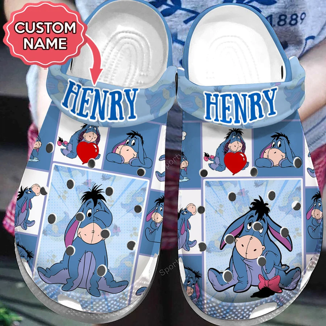 Winnie The Pooh Eeyore Cartoon s, Customized Winnie Crocs Clogs For Men Women and Kids