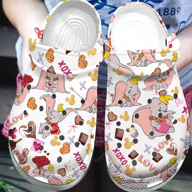 Cute Dumbo Pattern, Cute Disney Dumbo Crocs Clogs For Men Women and Kids