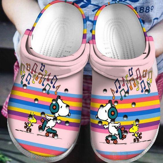 Fuzzy And Lightweight Happy Snoopy And Woodstock Unisex Pink s Crocs Clogs For Men Women and Kids