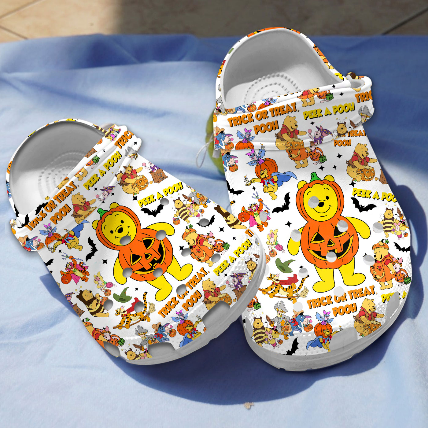 Funny Winnie The Pooh Pumpkin Halloween Crocs Clogs For Men Women and Kids