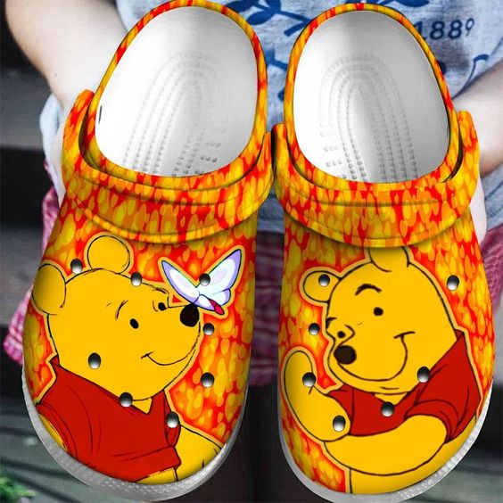 Cute Winnie The Pooh And Butterfly Colorful Crocs Clogs For Men Women and Kids