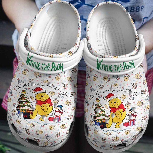 Special Edition Winnie The Pooh Christmas White s Crocs Clogs For Men Women and Kids