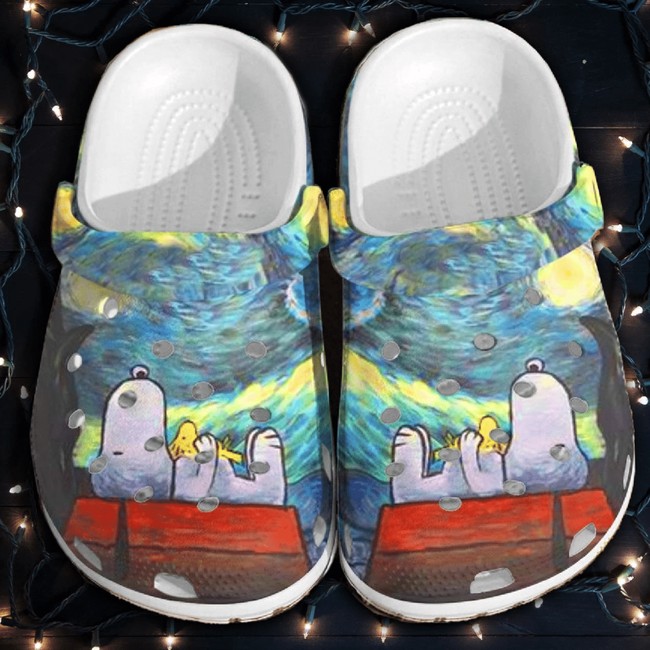Fuzzy And Lightweight Peanut Snoopy And Beautiful Sky Crocs Clogs For Men Women and Kids