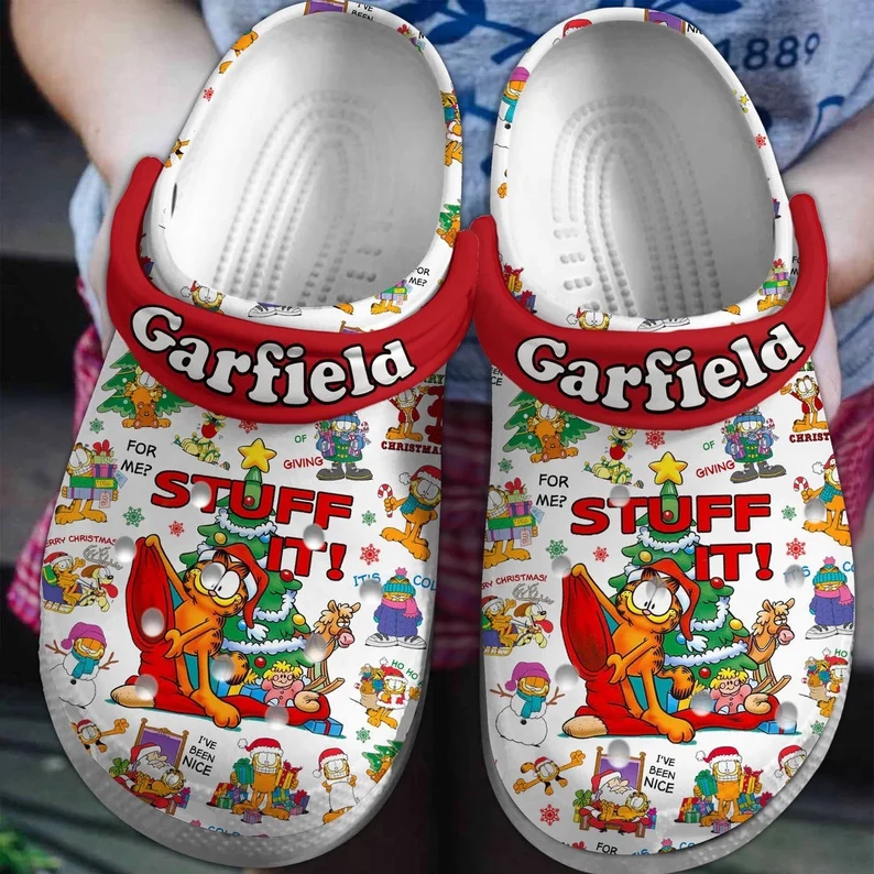 Cute Garfield Stuff It Christmas, Cute Garfield Stuff Crocs Clogs For Men Women and Kids