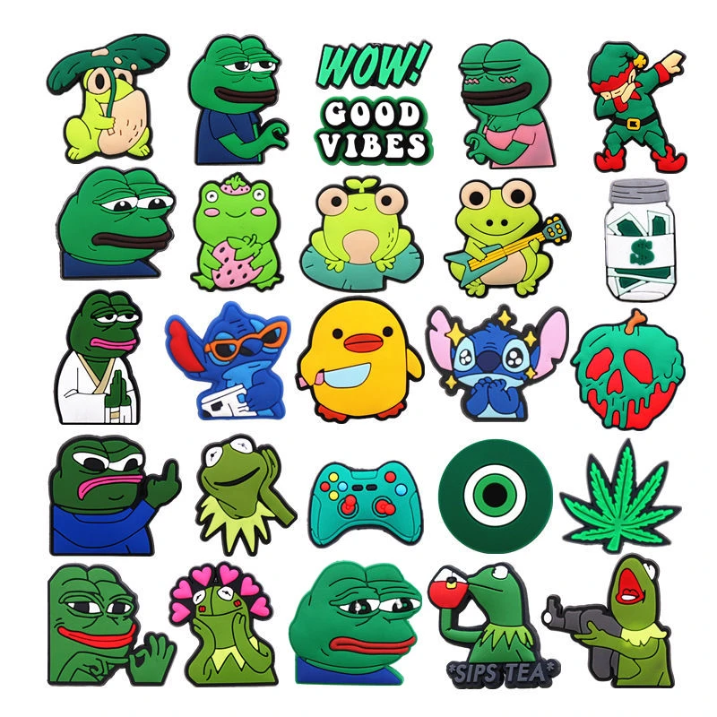 Funny Frog Meme Kermit The Frog Jibbitz Yellow Duck Charms Crocs Clogs For Men Women and Kids