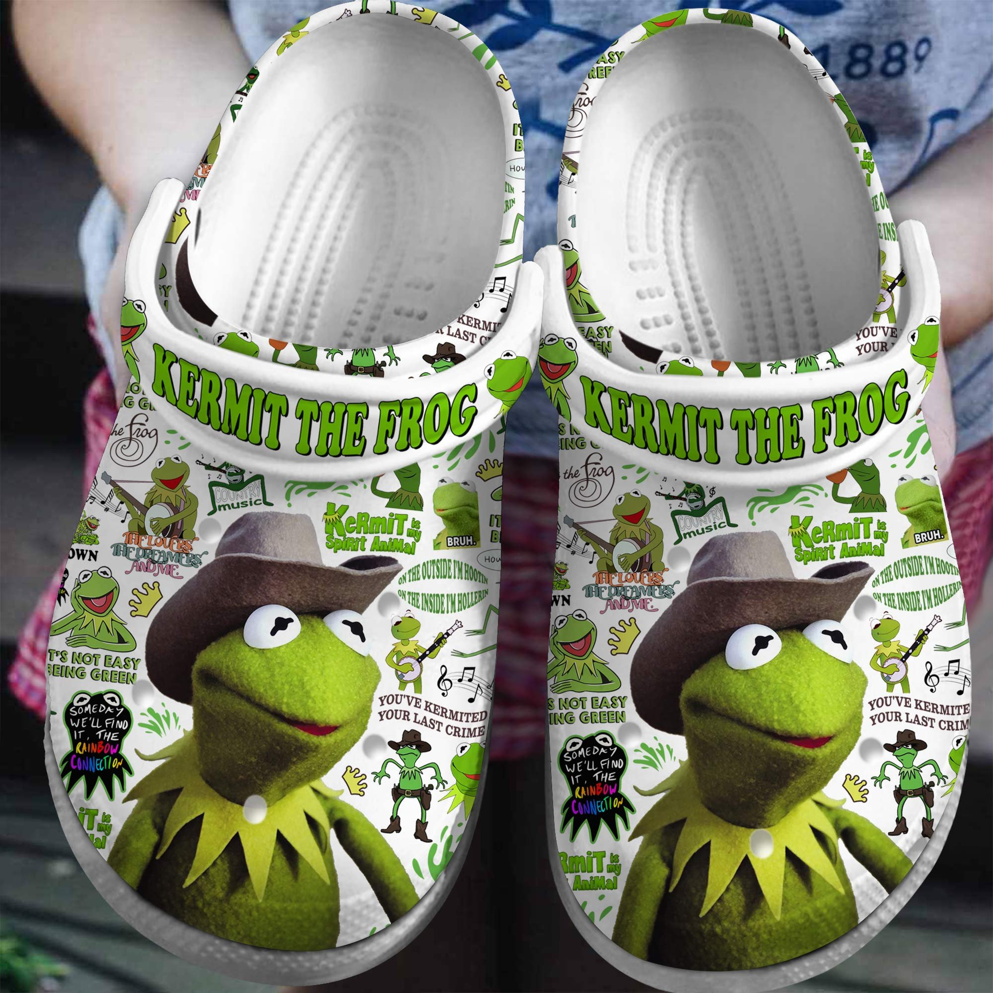 Funny Kermit The Frog White The Best Muppet Crocs Clogs For Men Women and Kids