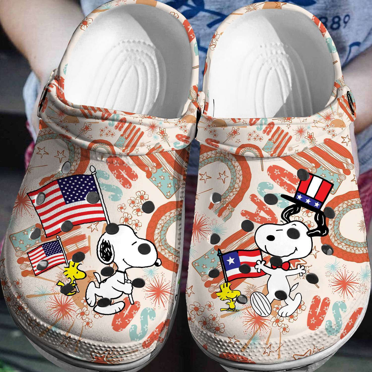 The Fourth Of July American Holiday Snoopy Vintage Crocs Clogs For Men Women and Kids