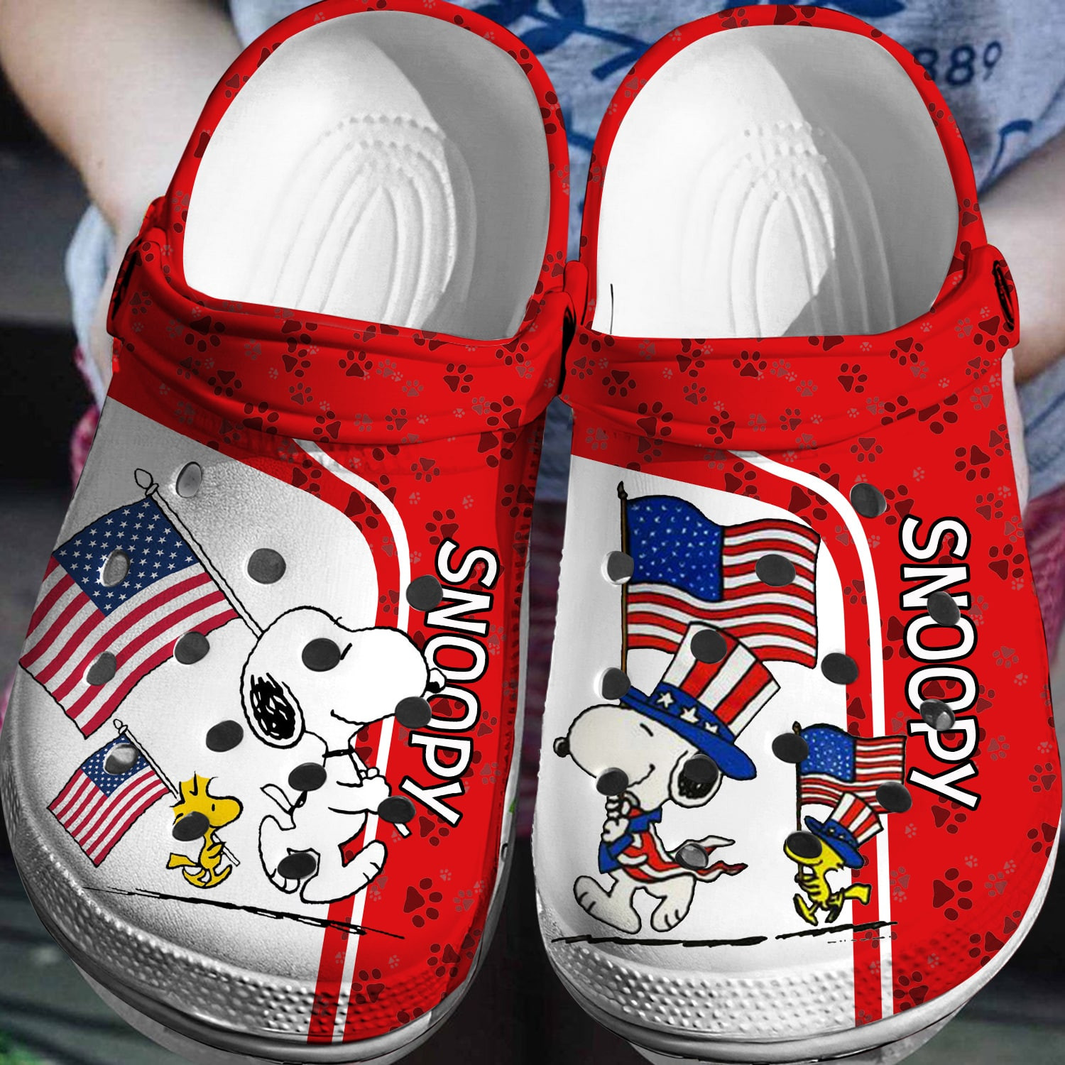 America The Fourth Of July Snoopy, America The Fourth Crocs Clogs For Men Women and Kids