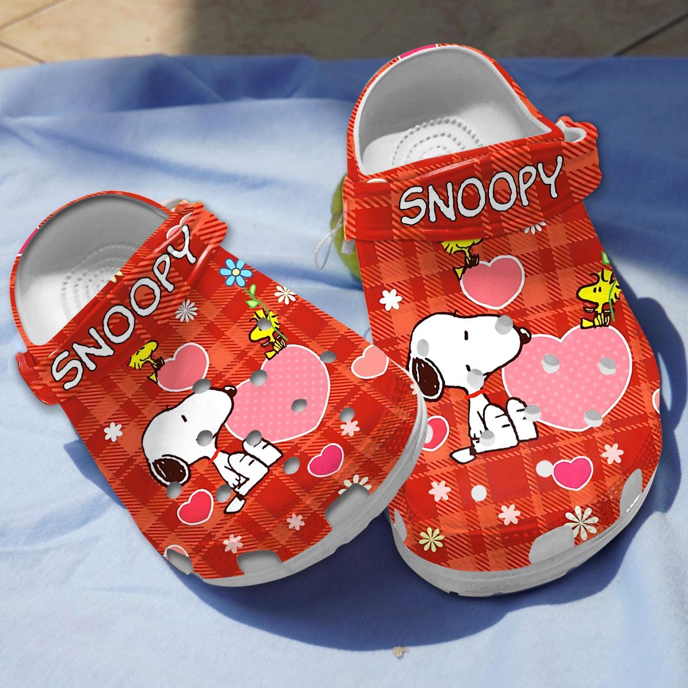 Love Snoopy And Woodstock Floral s, Love Snoopy And Crocs Clogs For Men Women and Kids