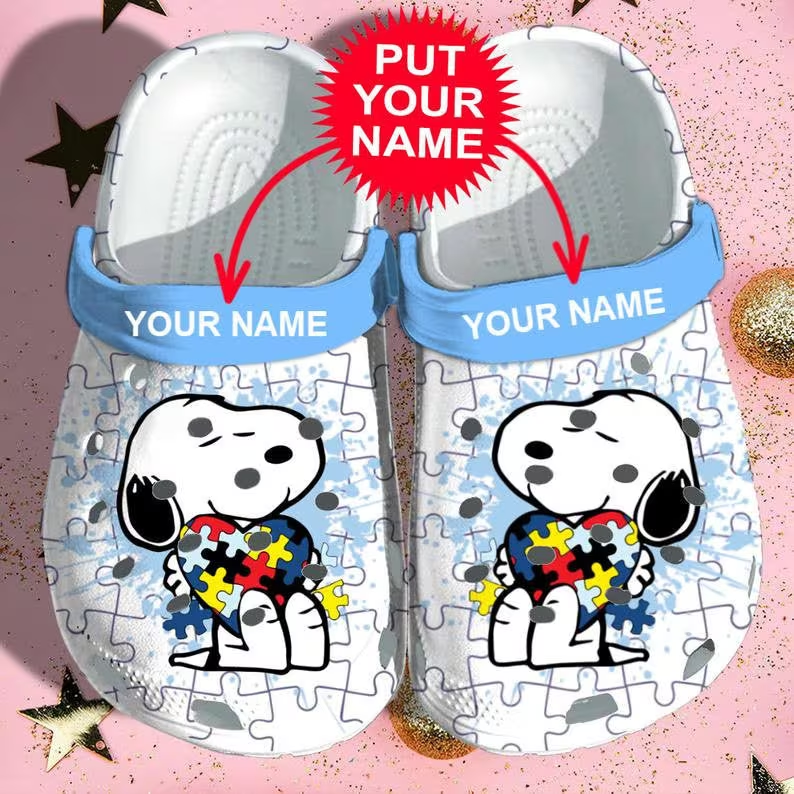 Cute Snoopy Autism Day, Cute Snoopy Autism Crocs Clogs For Men Women and Kids