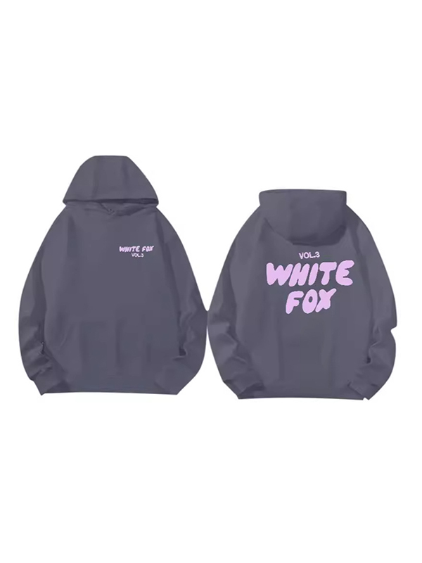 White Fox Merch Hoodie Letter Print Oversized Hoodie