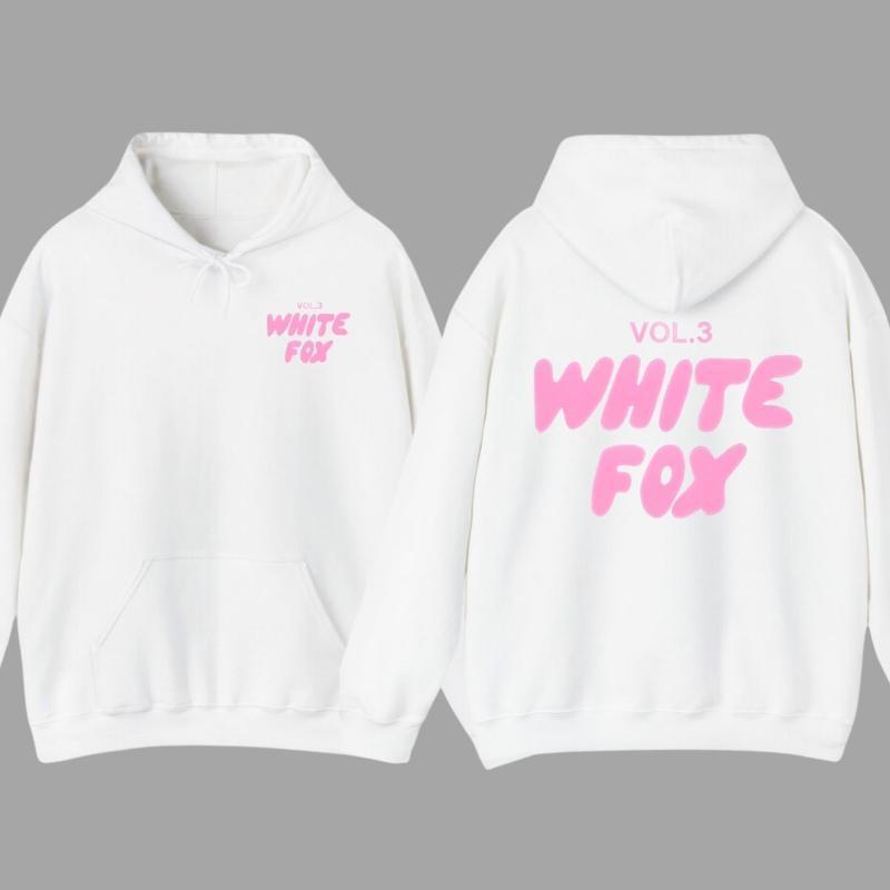 White Fox Pink Hoodie With Love In The Moment Oversized