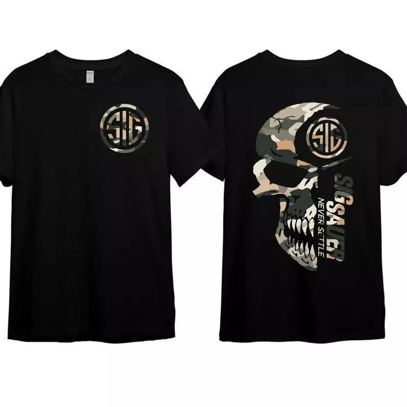 2025 Summer Men'S Camo With Sig Sauer Never Settle Shirt