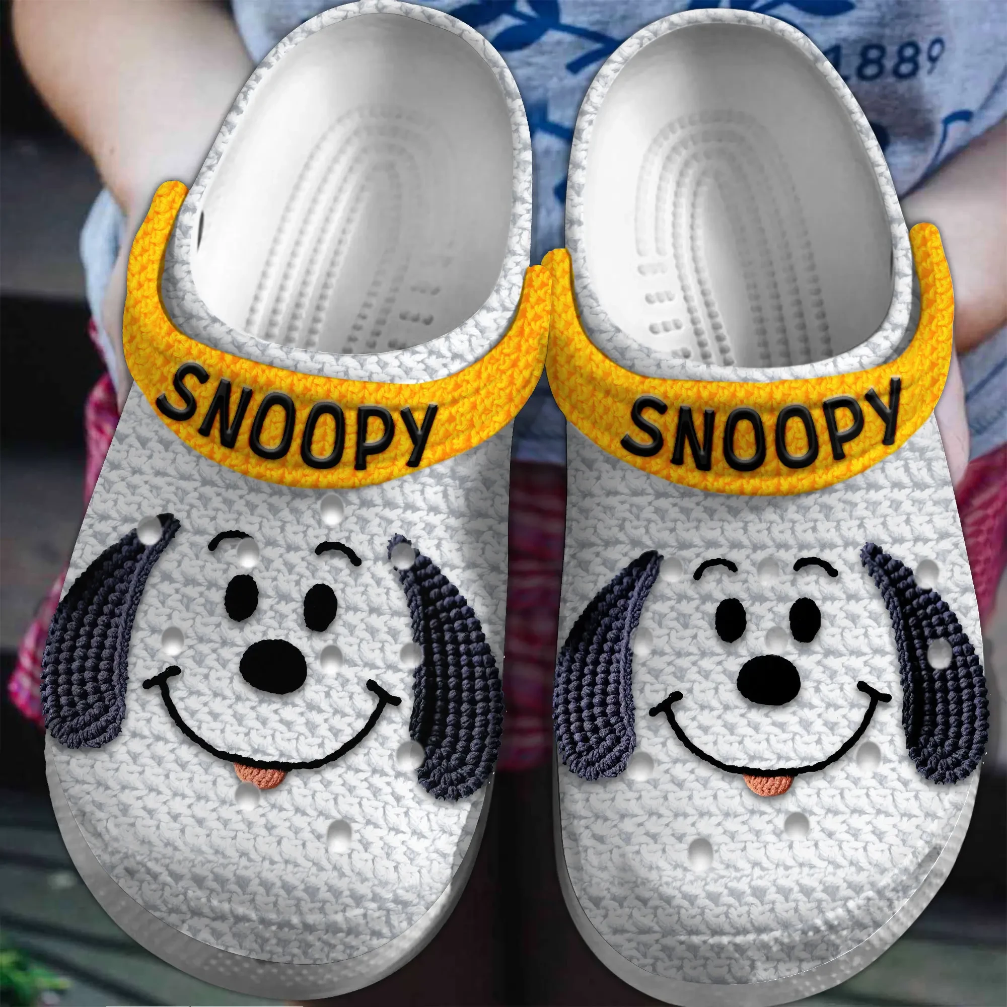 Knit Effect Snoopy Cartoon, Knit Effect Snoopy Crocs Clogs Comfortable For Men Women And Kids 58